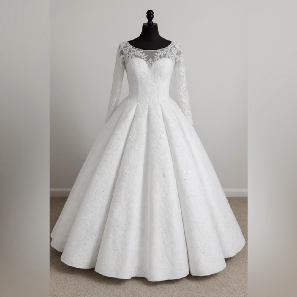 Custom Lace Beaded White Wedding Dress size 8-12